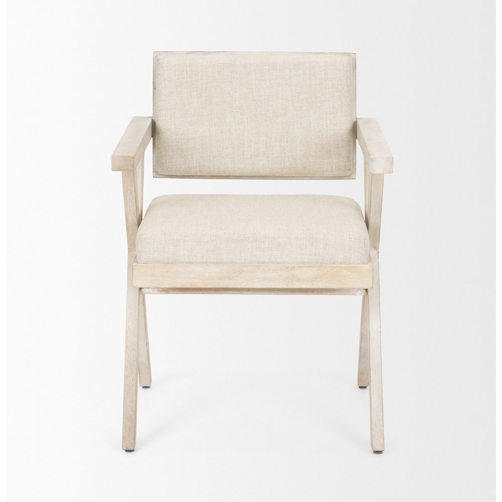Cream Fabric Wrap Blonde Wooden Frame Dining Chair