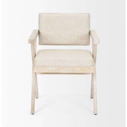 Cream Fabric Wrap Blonde Wooden Frame Dining Chair