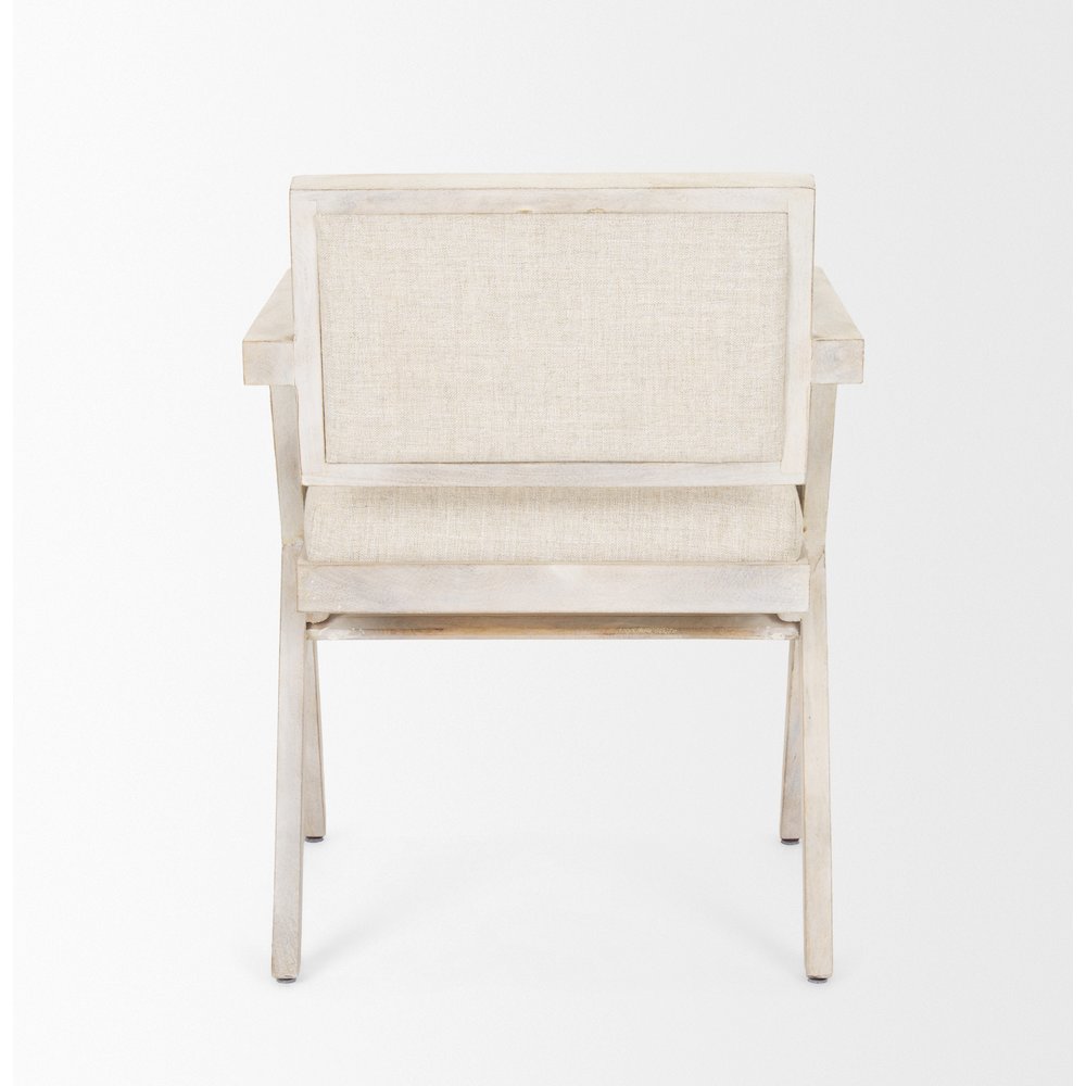 Cream Fabric Wrap Blonde Wooden Frame Dining Chair