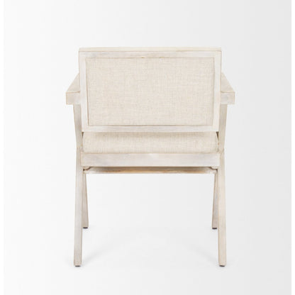 Cream Fabric Wrap Blonde Wooden Frame Dining Chair