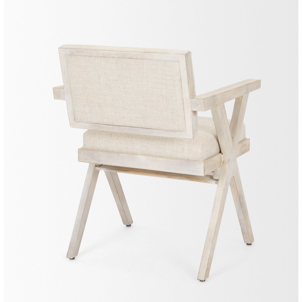 Cream Fabric Wrap Blonde Wooden Frame Dining Chair