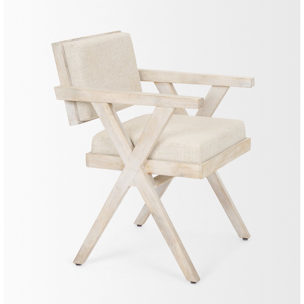 Cream Fabric Wrap Blonde Wooden Frame Dining Chair