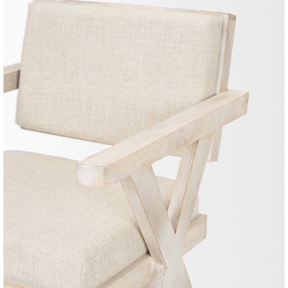 Cream Fabric Wrap Blonde Wooden Frame Dining Chair