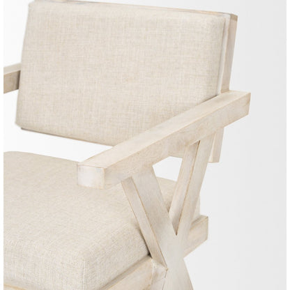 Cream Fabric Wrap Blonde Wooden Frame Dining Chair