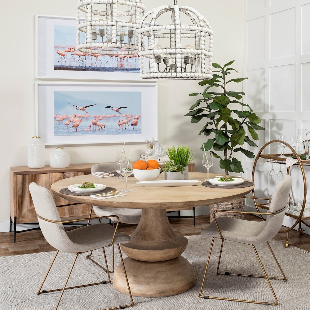 Crossman 60" Round Blonde Solid Wood & Base Dining Table
