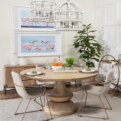 Crossman 60" Round Blonde Solid Wood & Base Dining Table