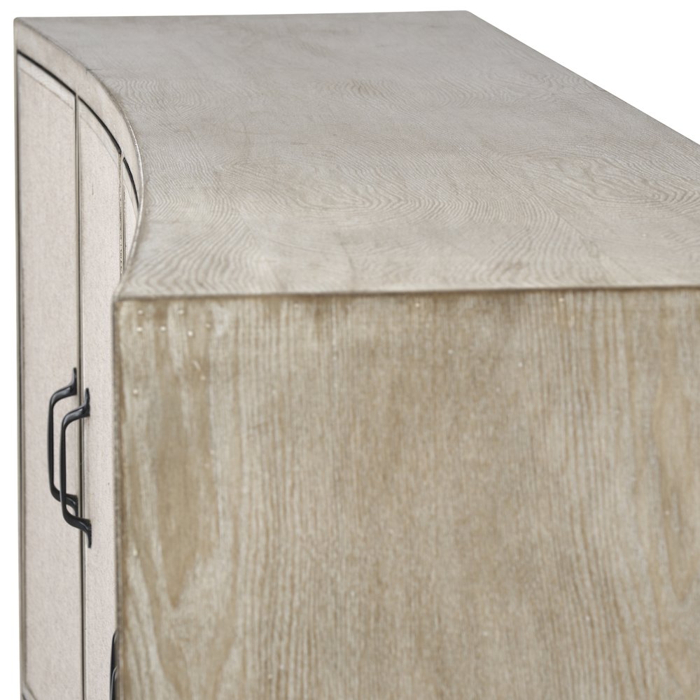 68X15.5 Brown Fir Veneer Frame 4 Fabric Covered Cabinet Door Sideboard