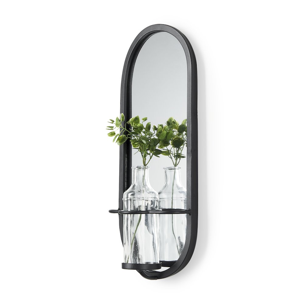 Wall Mounted Mirror W Glass Bottle For Botanicals Or Floral