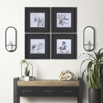 Wall Mounted Mirror W Glass Bottle For Botanicals Or Floral