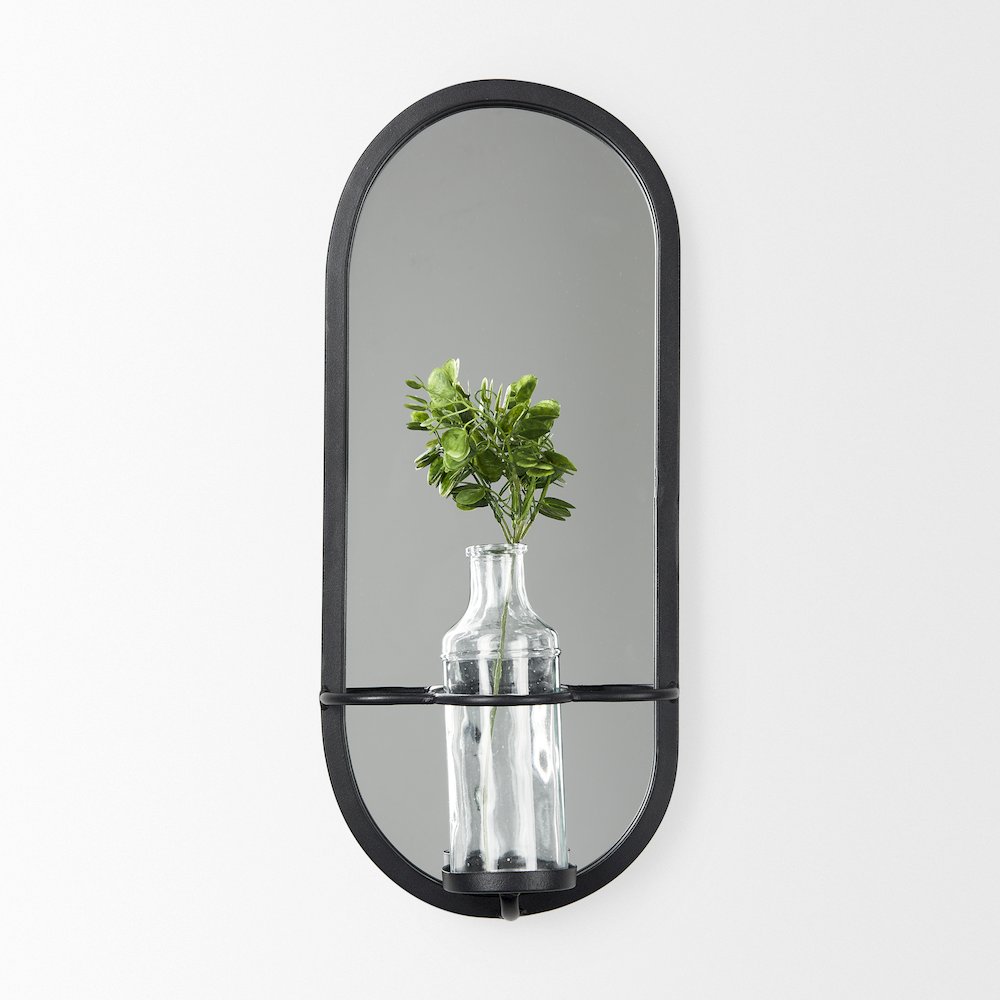 Wall Mounted Mirror W Glass Bottle For Botanicals Or Floral