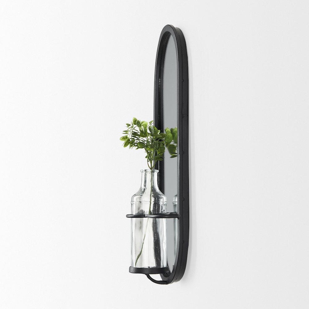 Wall Mounted Mirror W Glass Bottle For Botanicals Or Floral