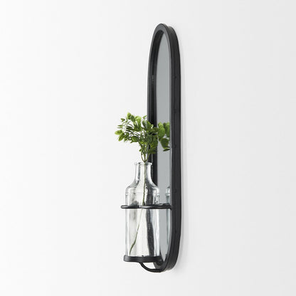 Wall Mounted Mirror W Glass Bottle For Botanicals Or Floral