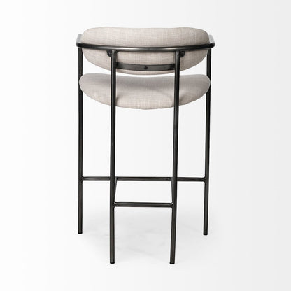 Beige Fabric Seat Gun Metal Grey Metal Counter Stool