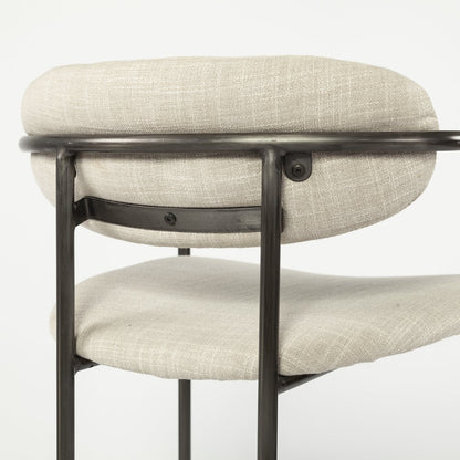 Beige Fabric Seat Gun Metal Grey Metal Counter Stool
