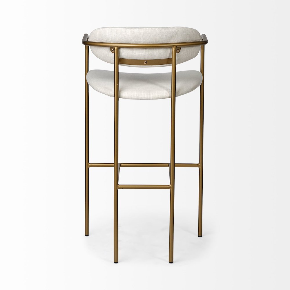 30" Seat Height Cream Fabric Seat Gold Metal Bar Stool