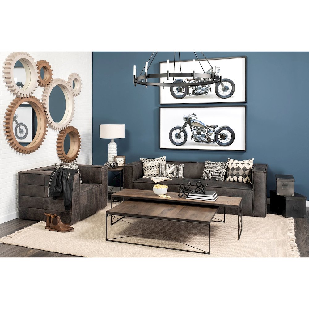 66L X 18W Brown Wood Topblack Iron Base Accent Bench