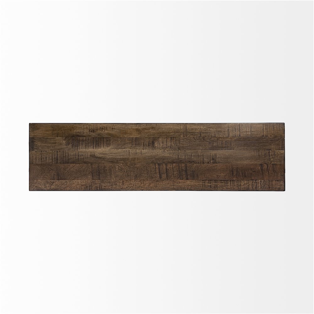 66L X 18W Brown Wood Topblack Iron Base Accent Bench