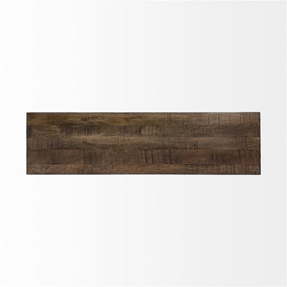 66L X 18W Brown Wood Topblack Iron Base Accent Bench