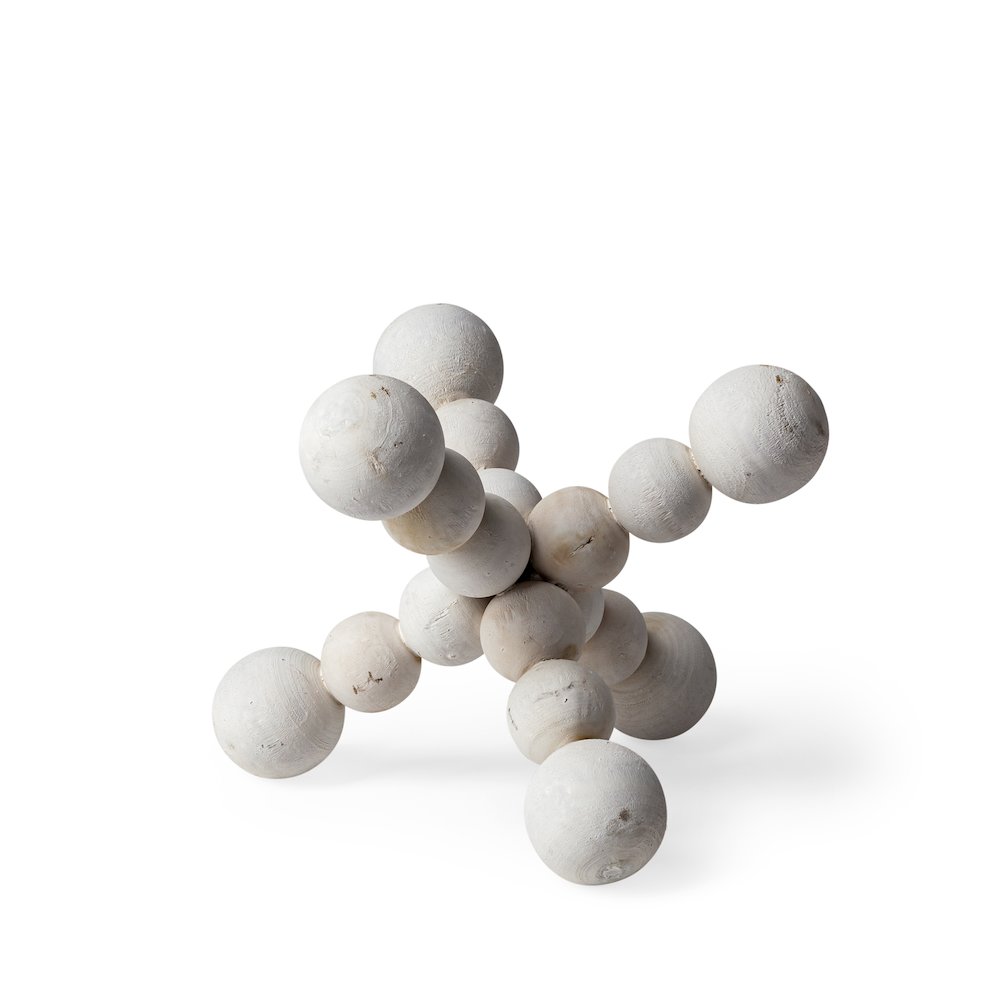 Carrollton (Small) 7L x 7W Off-White Geometric Wood Ball Jack
