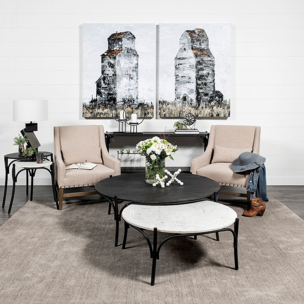 Carrollton (Small) 7L x 7W Off-White Geometric Wood Ball Jack