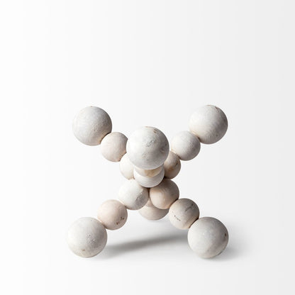 Carrollton (Small) 7L x 7W Off-White Geometric Wood Ball Jack