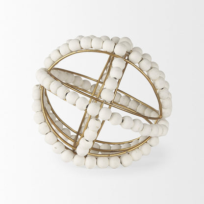 Espanlade Small 9L x 9W White Wooden Beaded Orb