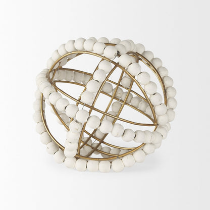 Espanlade Small 9L x 9W White Wooden Beaded Orb