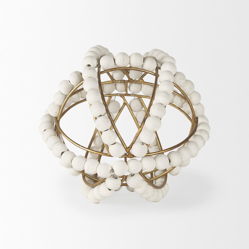 Espanlade Small 9L x 9W White Wooden Beaded Orb