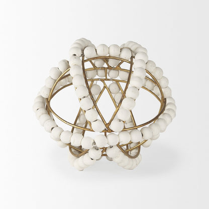 Espanlade Small 9L x 9W White Wooden Beaded Orb