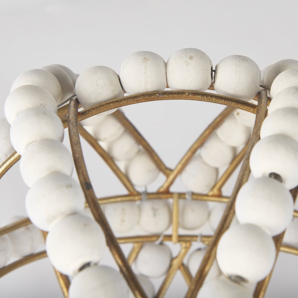Espanlade Small 9L x 9W White Wooden Beaded Orb