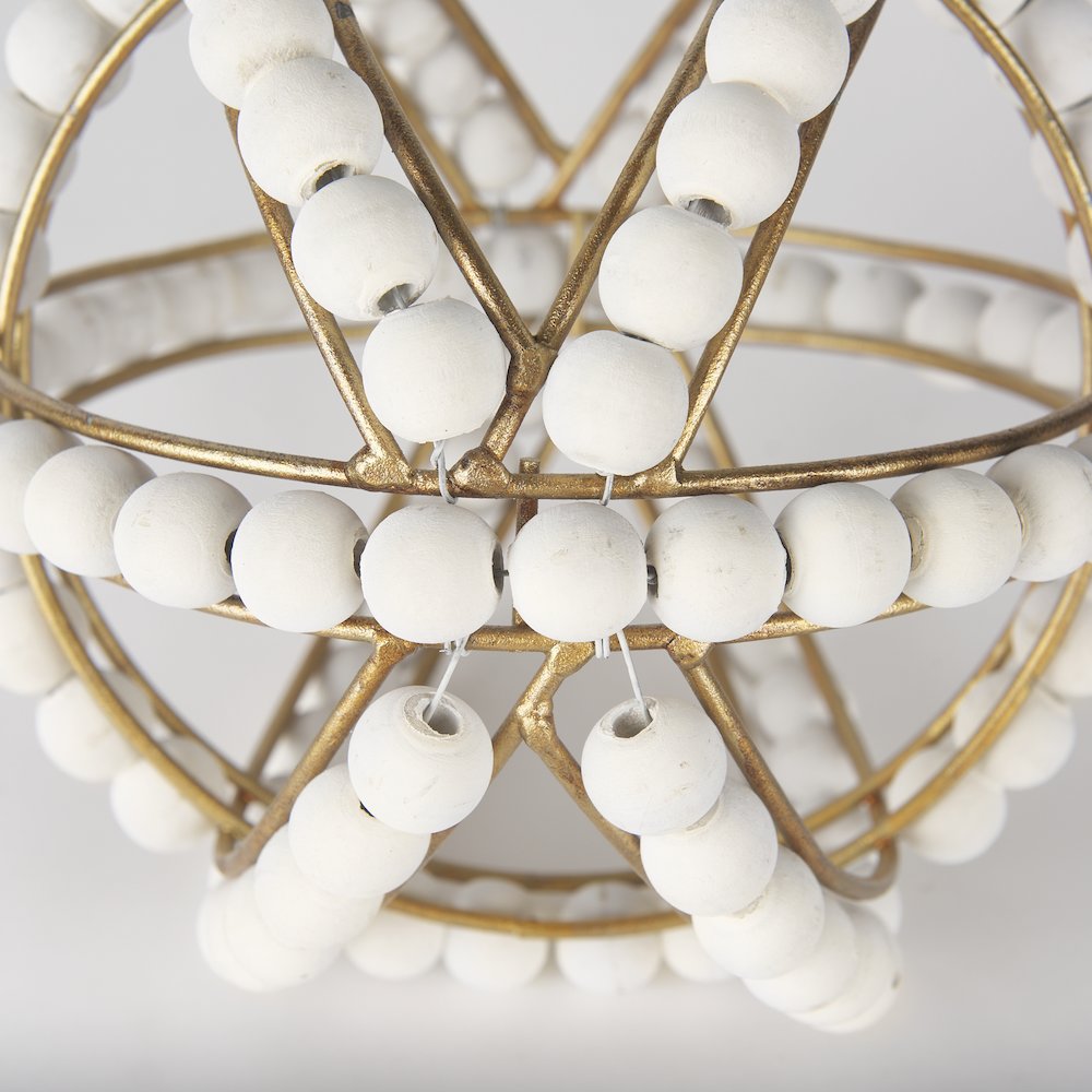 Espanlade Small 9L x 9W White Wooden Beaded Orb