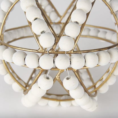 Espanlade Small 9L x 9W White Wooden Beaded Orb