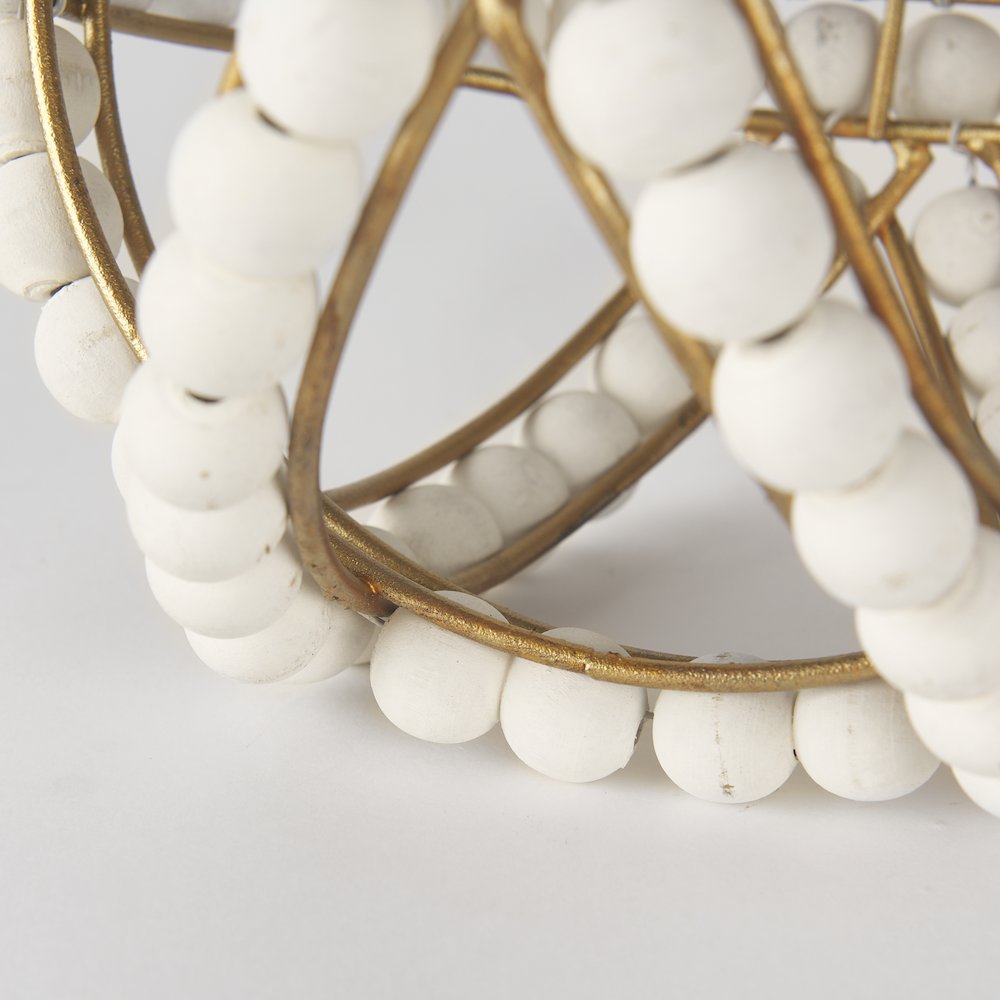 Espanlade Small 9L x 9W White Wooden Beaded Orb