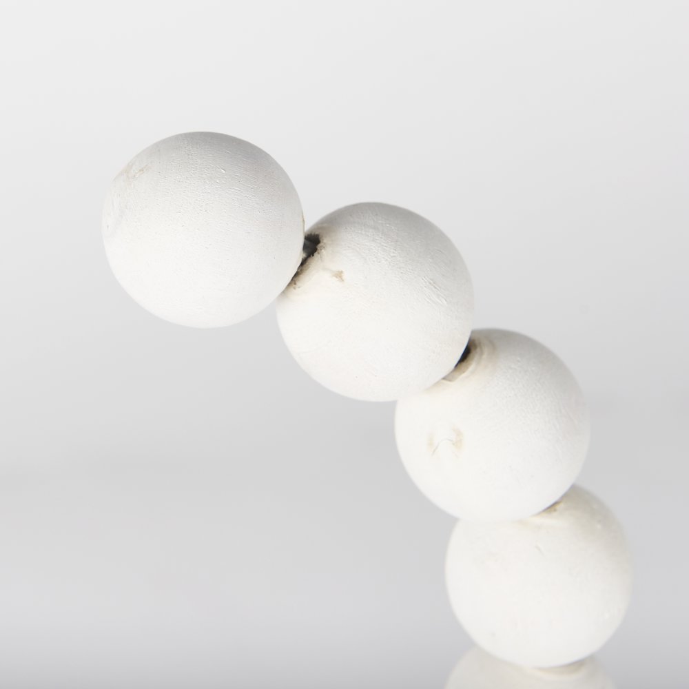 White Beaded Broken Sphere Decorative Object Gold Base