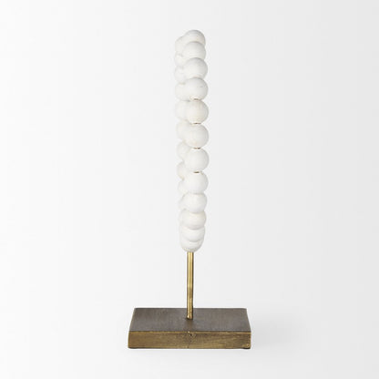 White Beaded Broken Sphere Decorative Object Gold Base