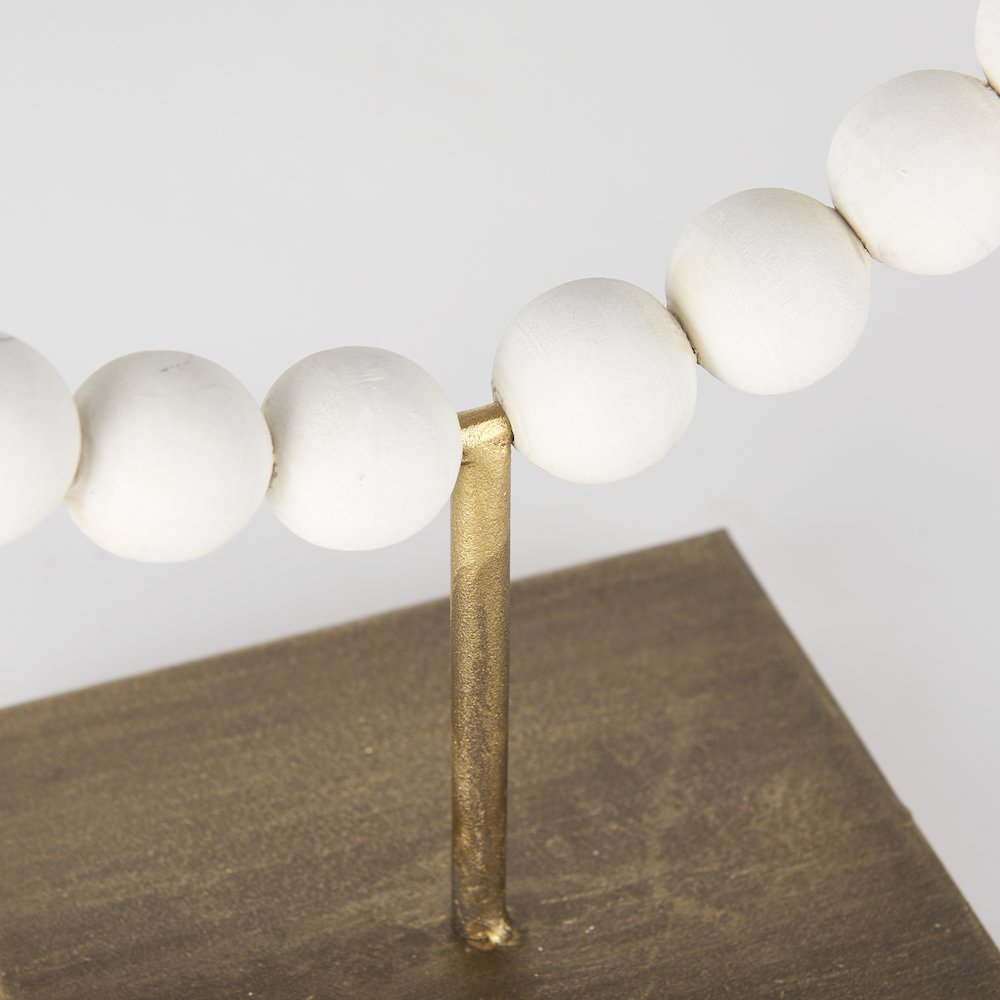 White Beaded Broken Sphere Decorative Object Gold Base