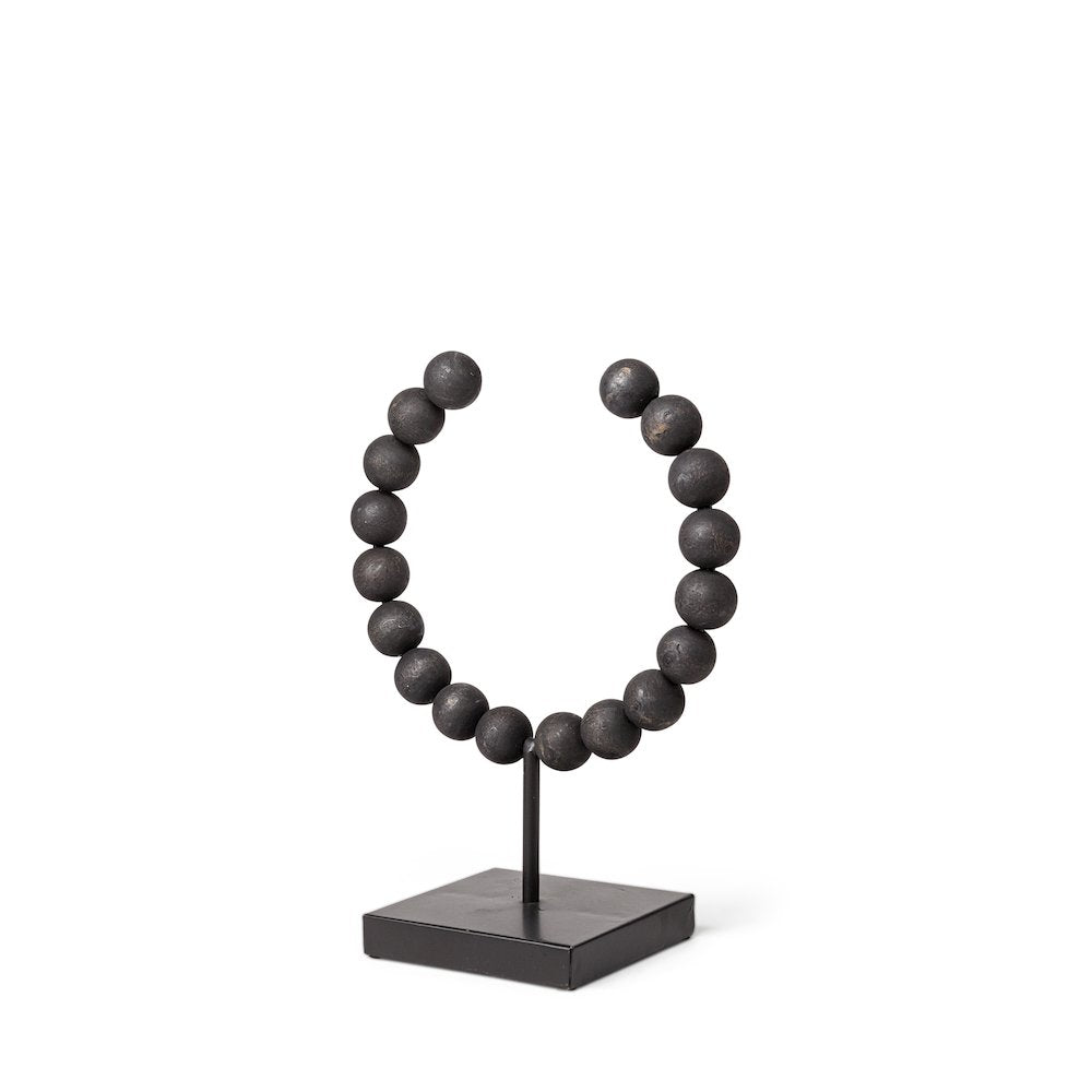 Tulane (Small) 9L x 5W Black Beaded Broken Sphere Decorative Object