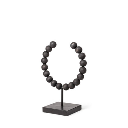 Tulane (Small) 9L x 5W Black Beaded Broken Sphere Decorative Object