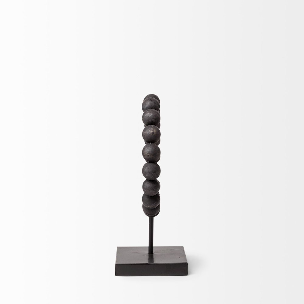 Tulane (Small) 9L x 5W Black Beaded Broken Sphere Decorative Object