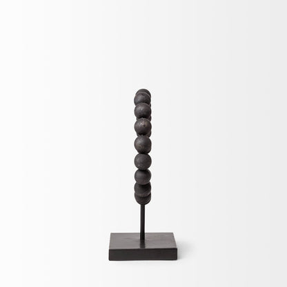 Tulane (Small) 9L x 5W Black Beaded Broken Sphere Decorative Object