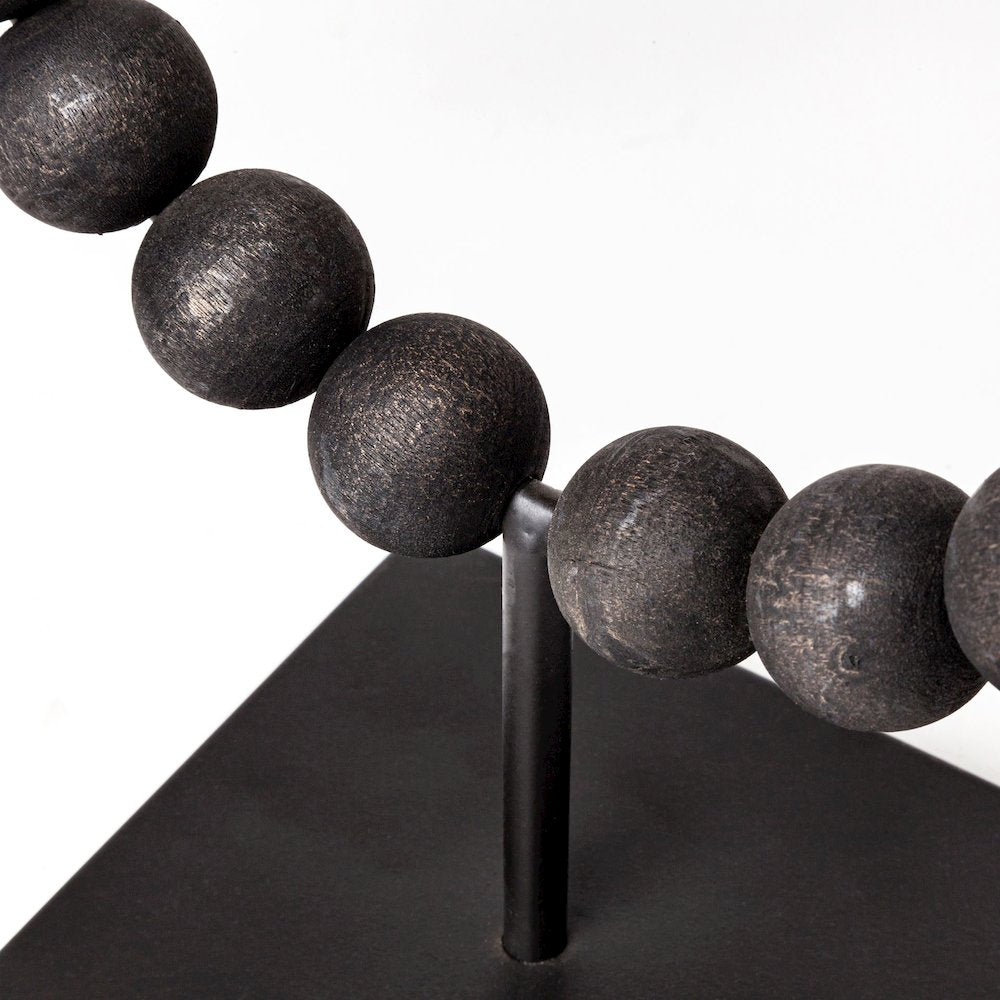 Tulane (Small) 9L x 5W Black Beaded Broken Sphere Decorative Object
