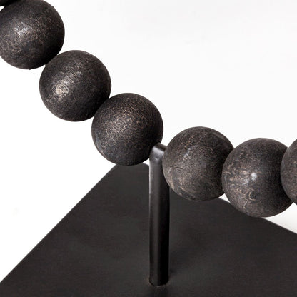 Tulane (Small) 9L x 5W Black Beaded Broken Sphere Decorative Object