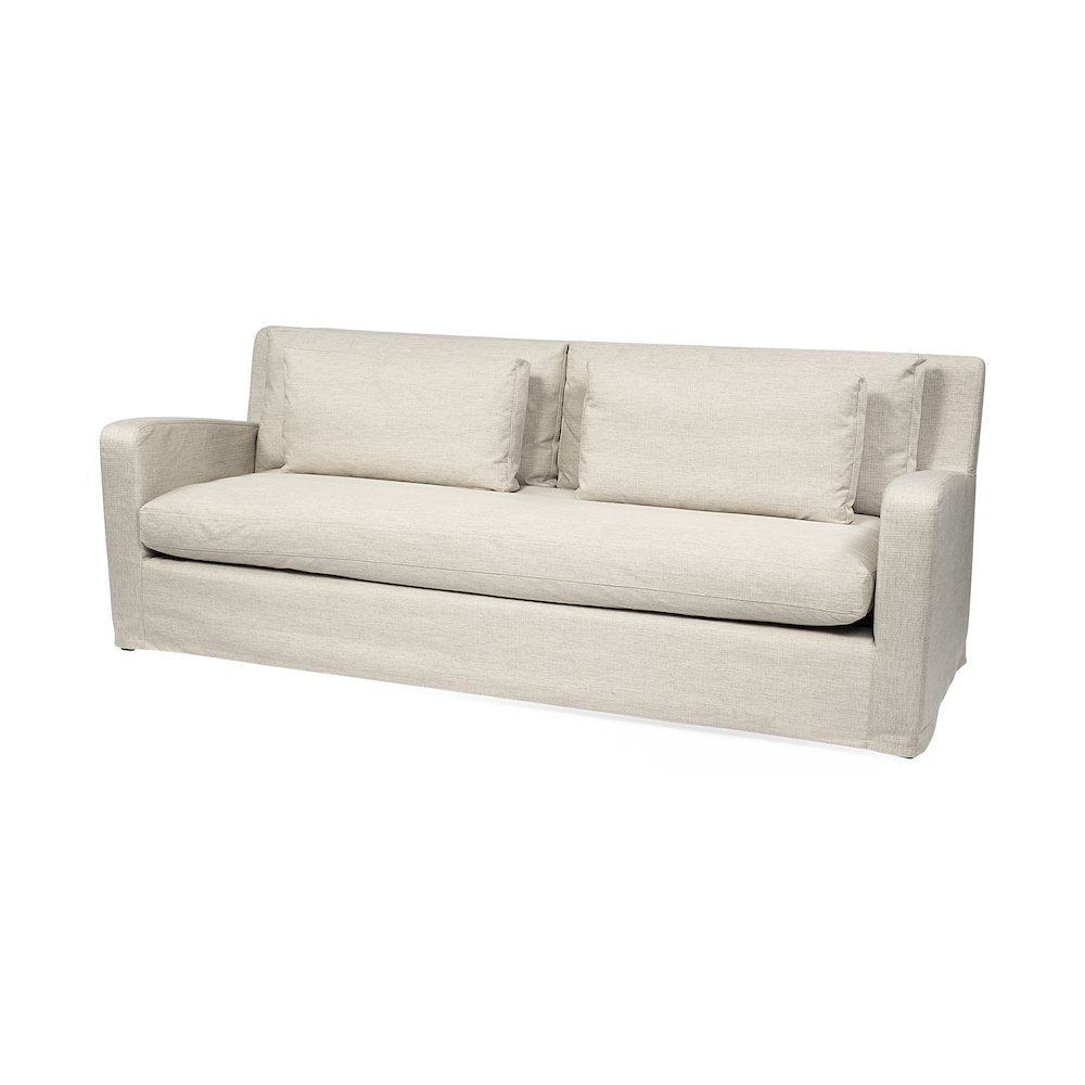Denly 92.5 X 38.25 X 34.5  Beige Slipcover Three Seater Sofa