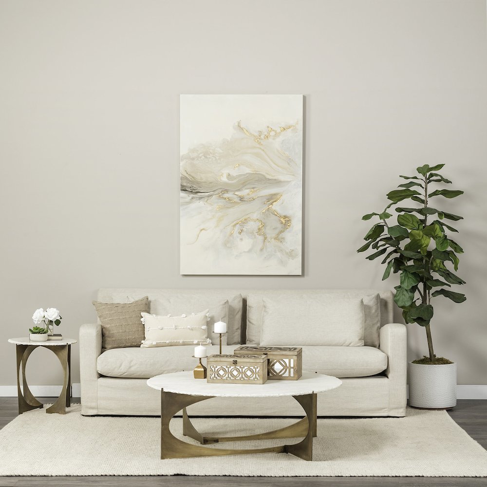 Denly 92.5 X 38.25 X 34.5  Beige Slipcover Three Seater Sofa