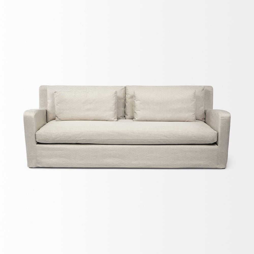 Denly 92.5 X 38.25 X 34.5  Beige Slipcover Three Seater Sofa