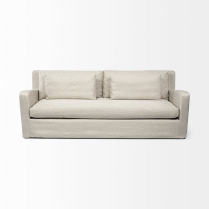 Denly 92.5 X 38.25 X 34.5  Beige Slipcover Three Seater Sofa