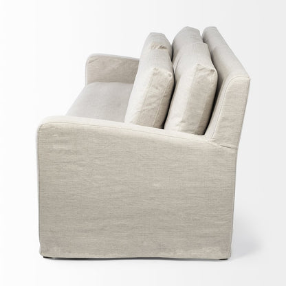 Denly 92.5 X 38.25 X 34.5  Beige Slipcover Three Seater Sofa