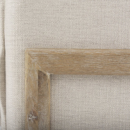 Roy Beige Upholstered and Brown Wood Frame Arm Chair