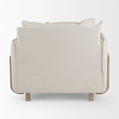 Roy Beige Upholstered and Brown Wood Frame Arm Chair
