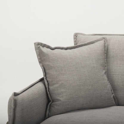 Roy Flint Gray Upholstered and Brown Wood Frame Arm Chair